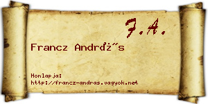 Francz András névjegykártya
